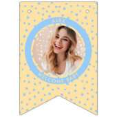 ようこそモダン新生児ボーイガール生まれたばかりの写真 バンティングフラッグ (第1の旗)