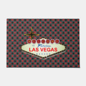 ようこそラスベガストランプのポーカーカードスーツ黒 ドアマット (正面)