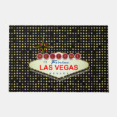 ようこそラスベガストランプのポーカーカードスーツ黒 ドアマット (正面)