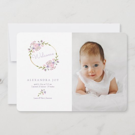 ようこそリース写真の誕生のお知らせ 案内状 (正面)