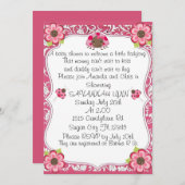 ようこそレディーバグ赤ちゃんシャワー招待状 招待状 (正面/裏面)