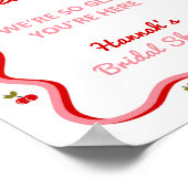 ようこそレトロさくらんぼブライダルシャワーテーブルトップの看板 ポスター (角)