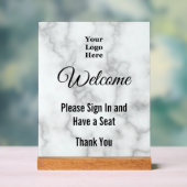 ようこそロゴ大理石アクリルフェイクにサインイン アクリルサイン (ニュートラル)