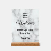 ようこそロゴ大理石アクリルフェイクにサインイン アクリルサイン (正面)