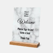 ようこそロゴ大理石アクリルフェイクにサインイン アクリルサイン (傾斜)