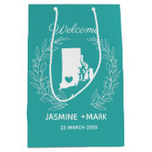 ようこそロードアイランド結婚式の引き出物カスタム ミディアムペーパーバッグ (正面)