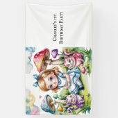 ようこそワンダーランドの最初の誕生日パーティー 横断幕 (縦)