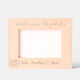 ようこそ三つ子,名前,写真, 7x5 ", レーザー彫刻フレーム