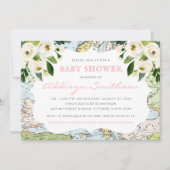 ようこそ世界のフローラマップピンクの赤ちゃんシャワー 招待状 (正面)