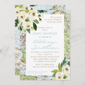 ようこそ世界のフローラマップ赤ちゃんシャワー 招待状 (正面/裏面)