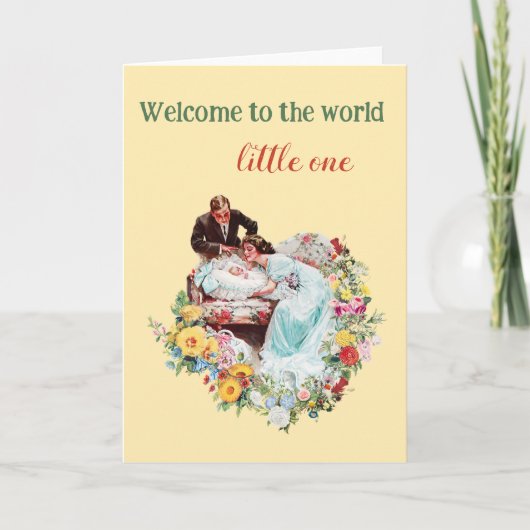 ようこそ世界の生まれたばかりのヴィンテージ新生児 カード (正面)