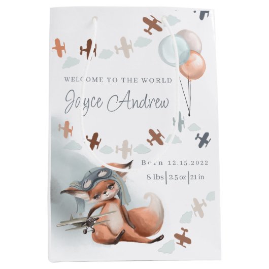 ようこそ世界の生まれたばかりの抱き枕 ミディアムペーパーバッグ (正面)