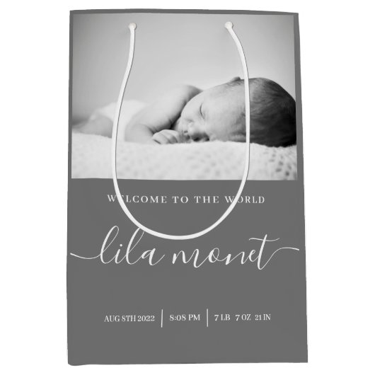 ようこそ世界の生まれたばかりの抱き枕 ミディアムペーパーバッグ (正面)