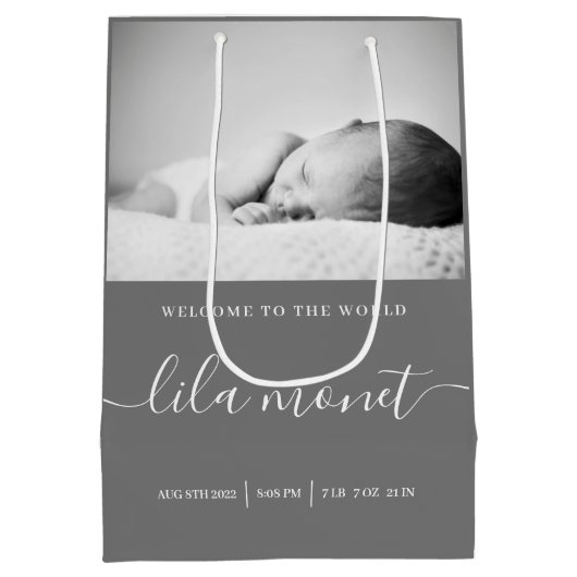 ようこそ世界の生まれたばかりの抱き枕 ミディアムペーパーバッグ (裏面)