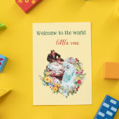 ようこそ世界の黄色のフローラヴィンテージベビー ポストカード