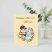 ようこそ世界の黄色のフローラヴィンテージベビー ポストカード (スタンド正面)