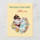 ようこそ世界の黄色のフローラヴィンテージベビー ポストカード (正面)