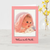 ようこそ世界へ…美しい赤ちゃん女 カード (黄色い花)