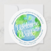 ようこそ世界アートカスタムベビー写真の反転 招待状 (正面)