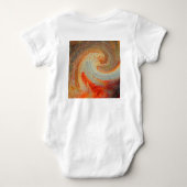 ようこそ世界レトロタイダイ茶色の赤いグルービー ベビーボディスーツ (裏面)