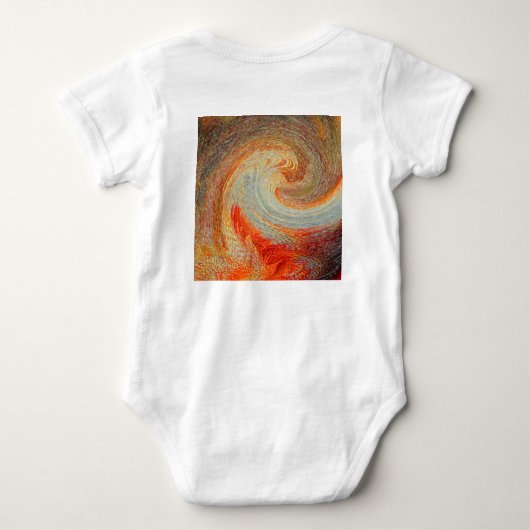 ようこそ世界レトロタイダイ茶色の赤いグルービー ベビーボディスーツ (裏面)