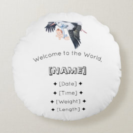ようこそ世界名前をカスタムする&誕生統計Bab ラウンドクッション