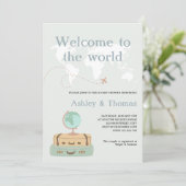 ようこそ世界地図へ旅行ベビーシャワー 招待状 (スタンド正面)