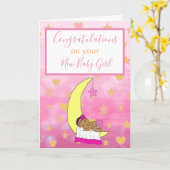 ようこそ世界新生児ガールエスニックベビー カード (黄色い花)