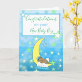 ようこそ世界新生児ボーイエスニック カード (黄色い花)