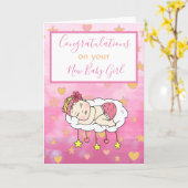 ようこそ世界新生児女の子 カード (黄色い花)