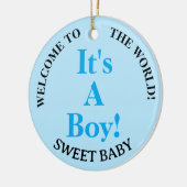 ようこそ世界男の赤ちゃんブルーYEAR セラミックオーナメント (左)