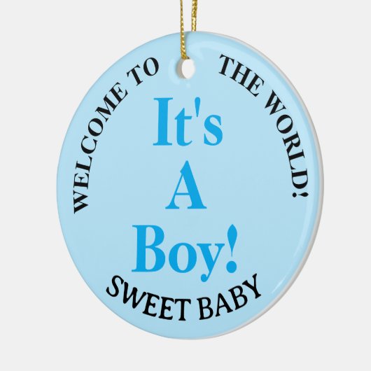 ようこそ世界男の赤ちゃんブルーYEAR セラミックオーナメント (左)