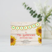 ようこそ先生のクラスイエローデイジー素朴へ ポストカード (スタンド正面)