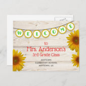 ようこそ先生のクラスイエローデイジー素朴へ ポストカード (正面/裏面)