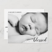 ようこそ写真生まれたばかりのベビー到着テンプレート 案内ポストカード (正面/裏面)