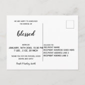 ようこそ写真生まれたばかりのベビー到着テンプレート 案内ポストカード (裏面)