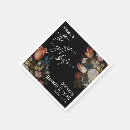 ようこそ前の夜、オランダの絵を描花 スタンダードカクテルナプキン (角)