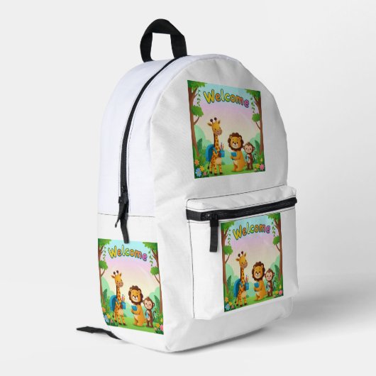 ようこそ可愛いジャングル動物スクールバックパック プリントバックパック (裏面左端)