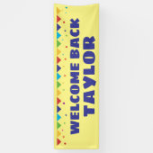 ようこそ名前と紙吹雪ストリーマーで戻る 横断幕 (縦)