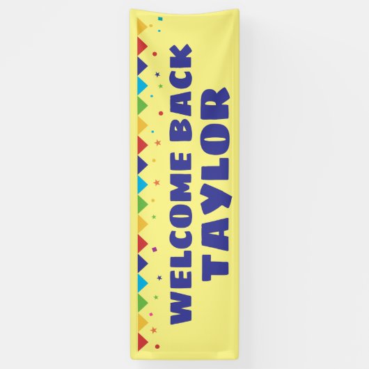 ようこそ名前と紙吹雪ストリーマーで戻る 横断幕 (縦)