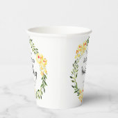 ようこそ名前/日付黄色W/色の花結婚の 紙コップ (右)