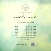 ようこそ営業時間ロゴQRコード透明 ウィンドウサイン (シート3)