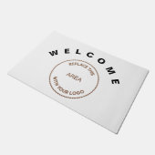 ようこそ大企業のロゴビジネスオフィスホワイト ドアマット (アングル)