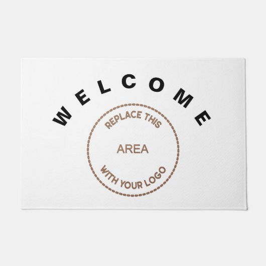 ようこそ大企業のロゴビジネスオフィスホワイト ドアマット (正面)