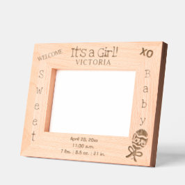 ようこそ女の子のベビー名6 x 4, 7 x 5写真 レーザー彫刻フレーム