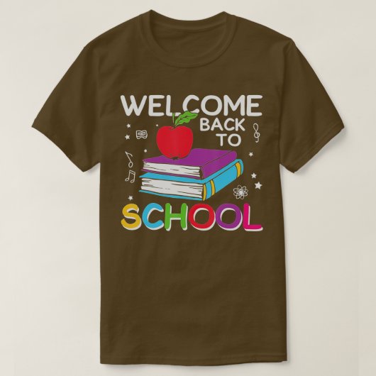 ようこそ学校の1日目に戻る学生先生 Tシャツ (デザイン正面)