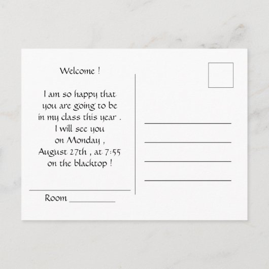 ようこそ学校へ戻る先生フクロウ葉書 ポストカード (裏面)