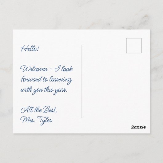 ようこそ学生の最初の日パーソナライズされた ポストカード (裏面)