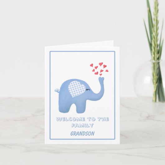 ようこそ家族の孫のベビー象 カード (正面)