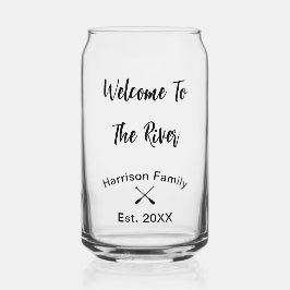 ようこそ川のカスタム家族の名前 ガラス缶